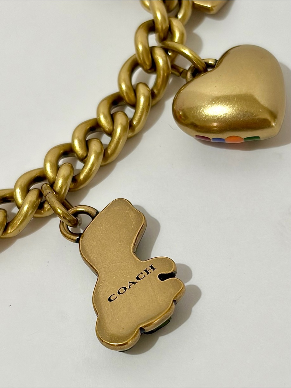Coach Gold-Tone Motif Chain Enamel Bag Charm - Picture 4 of 6